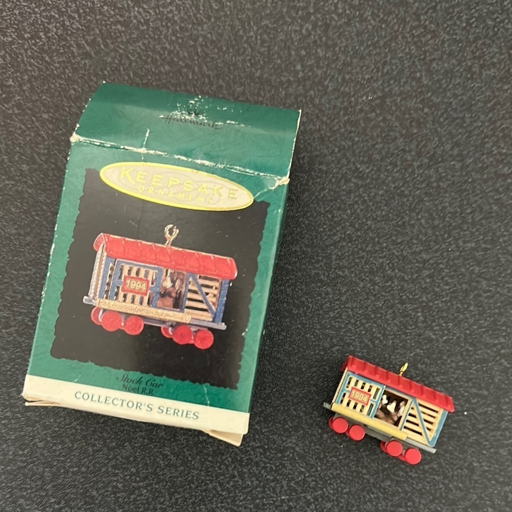 Hallmark Red and Blue Holiday Ornament Collection stock car Noel rr